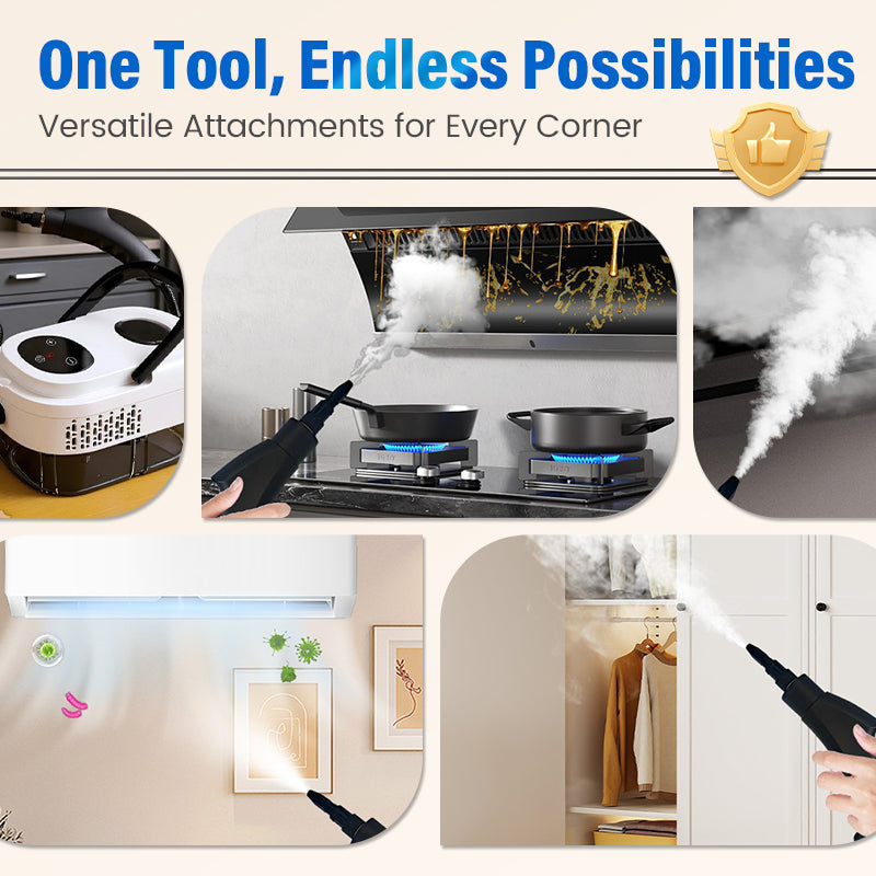 High-Pressure Steam Cleaner with LCD Display – Versatile for Home, Car & Kitchen – Effective Against Grease & Bacteria
